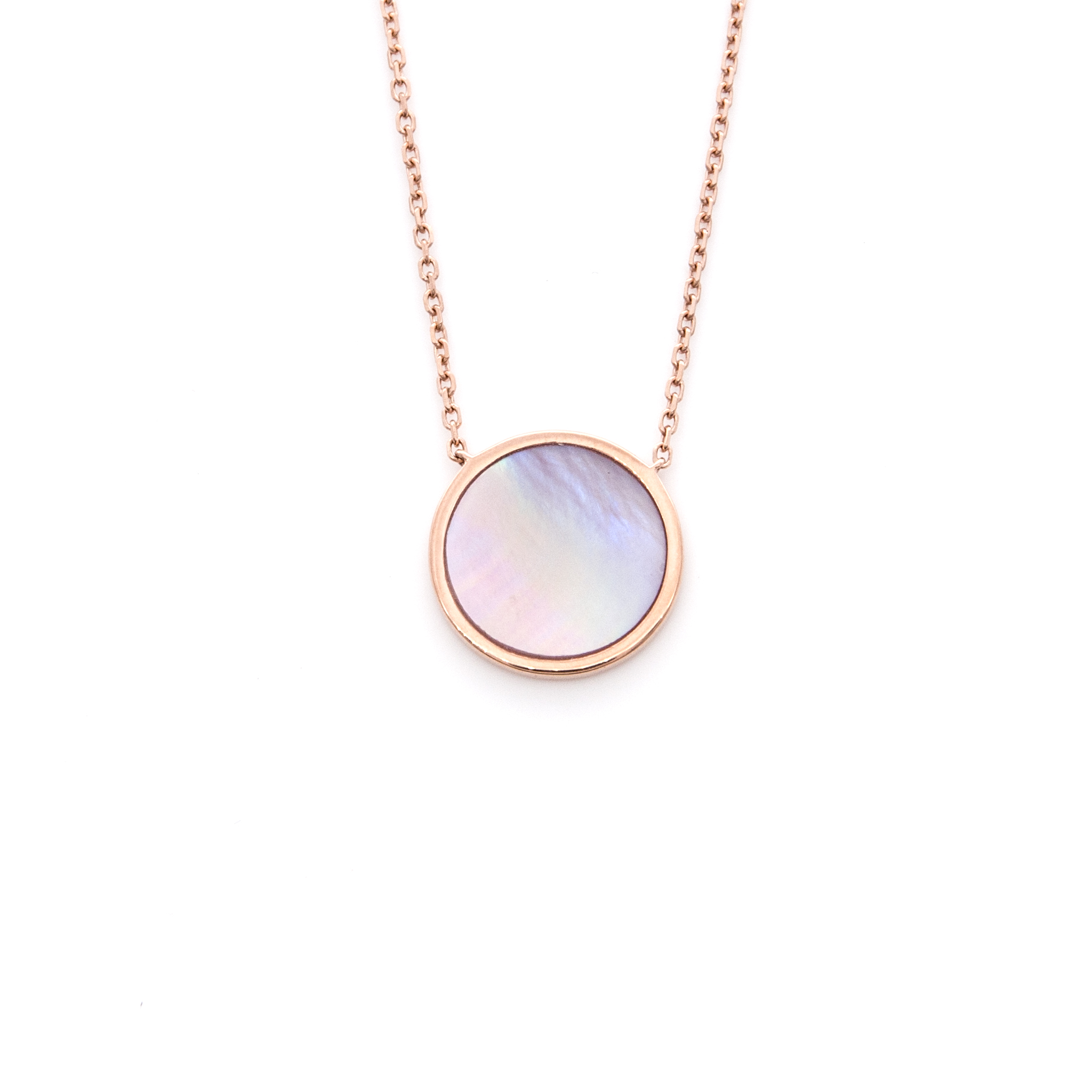 Round Pearlescent Pendant w Chain