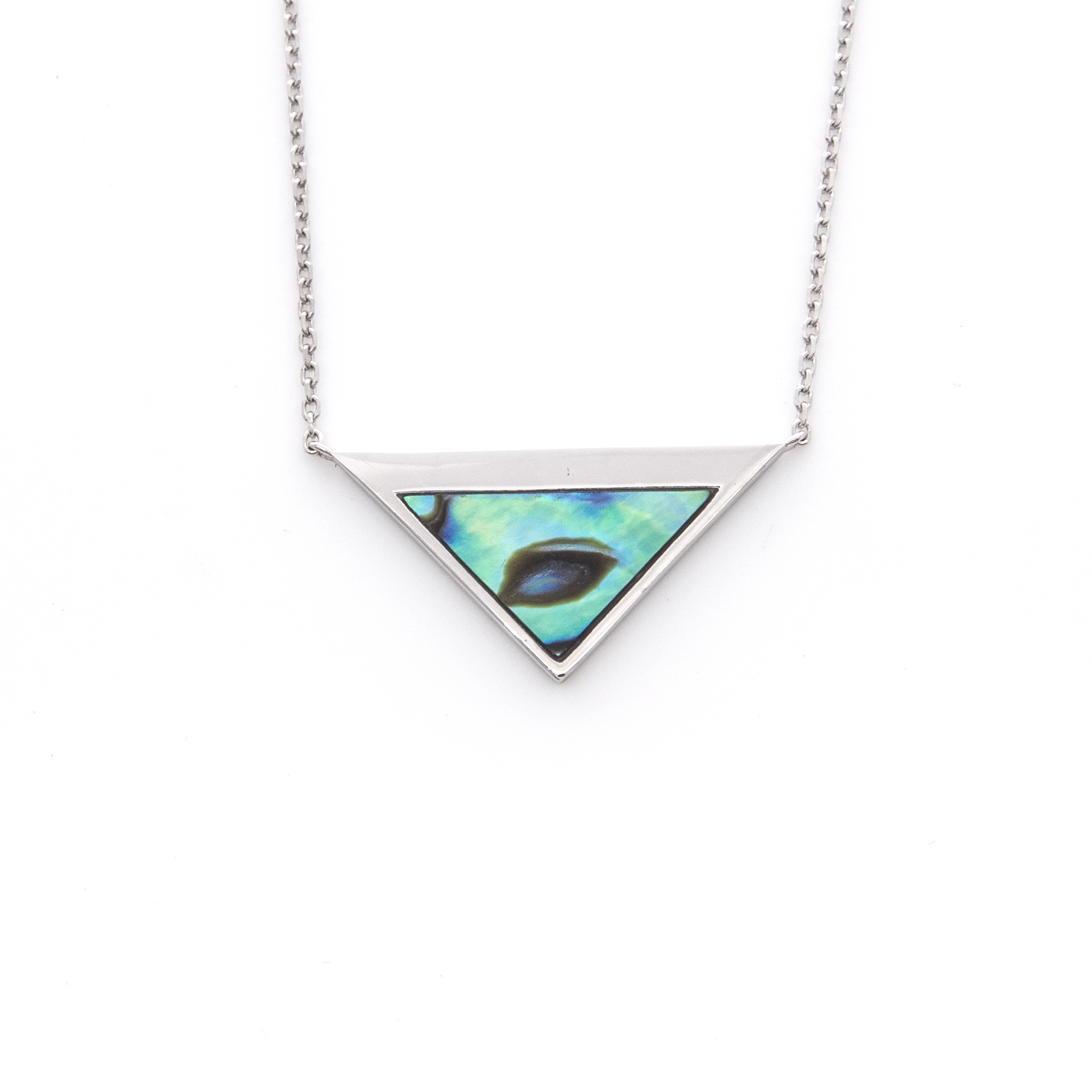 Triangle Pearlescent Pendant w Chain