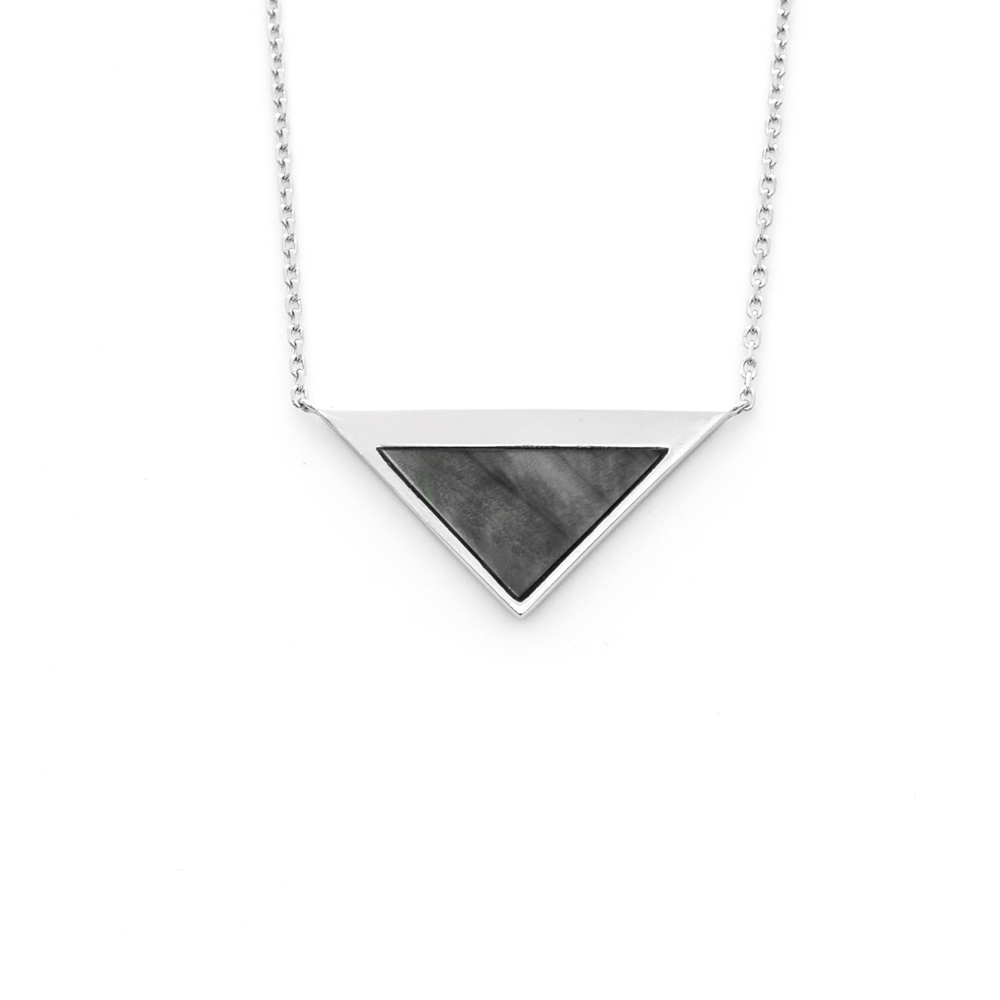 Triangle Pearlescent Pendant w Chain