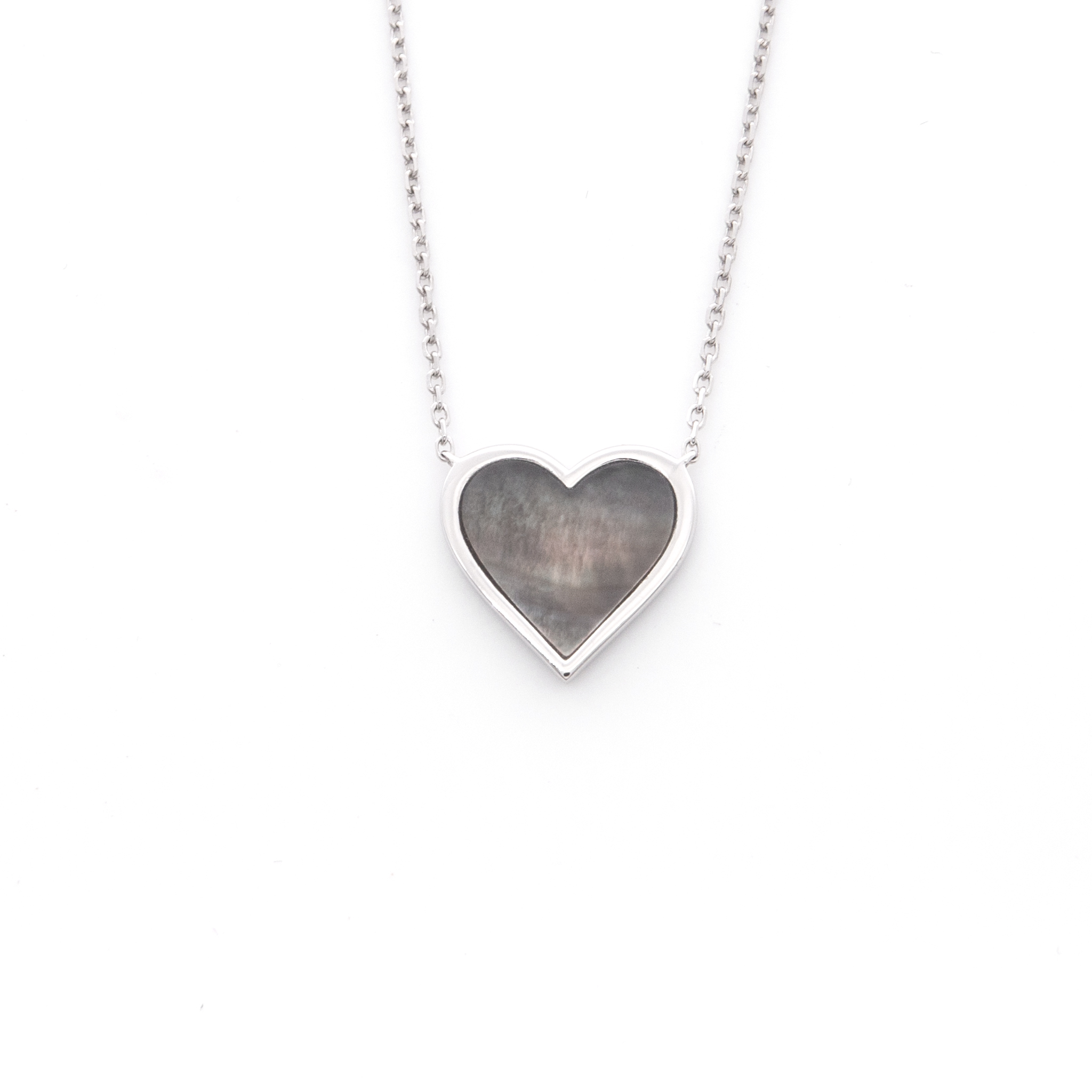 Heart Pearlescent Pendant w Chain