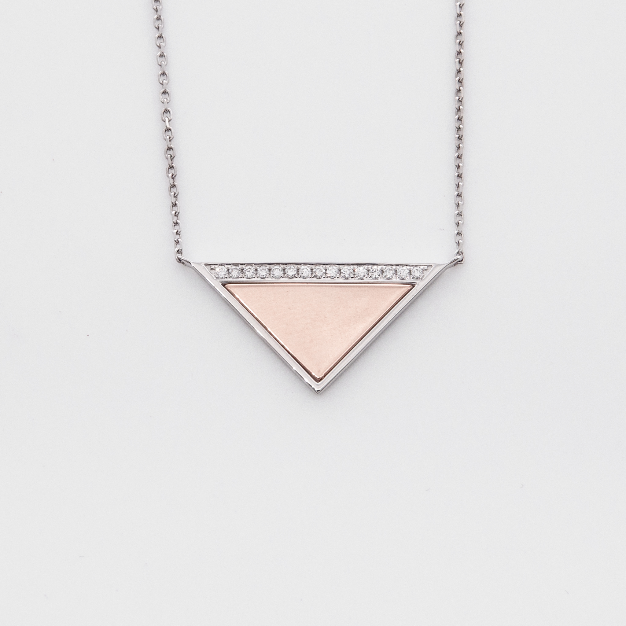 Triangle Diamond Pendant w Chain